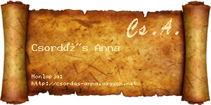 Csordás Anna névjegykártya