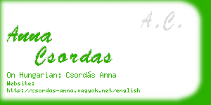 anna csordas business card